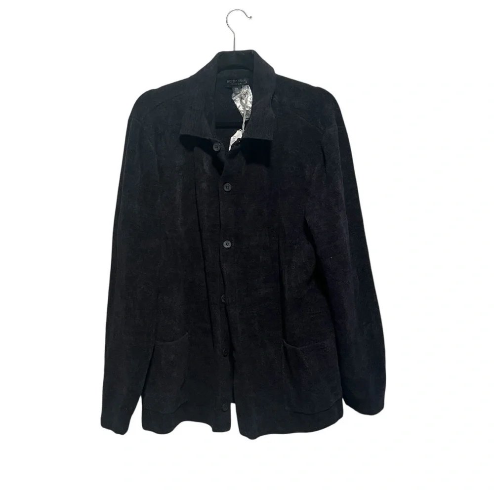 Barefoot Dreams CozyChic Ultra Lite® Men's Button Down Cardigan Black, NWT